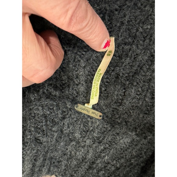 Free People Wool Blend Patchwork Jacket Art Knit Funnel Neck Boho Festival XS - Picture 8 of 12